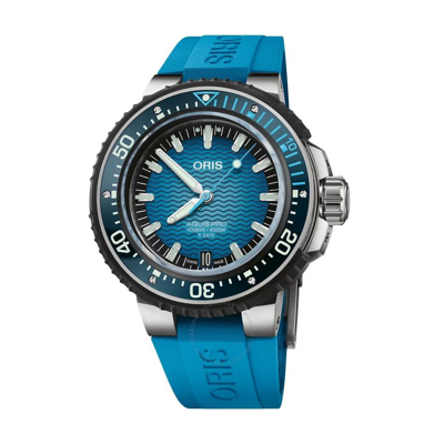 Shop Oris Aquis Pro Automatic Crystal Blue Dial Men's Watch 01 400 7777 7155-set In Aqua / Blue