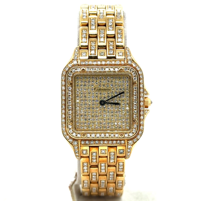 Shop Cartier Panthere Quartz Diamond Ladies Watch Wf3072b9pve In Gold / Gold Tone / Yellow