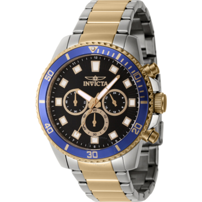 Shop Invicta Pro Diver Chronograph Gmt Quartz Black Dial Men's Watch 46059 In Two Tone  / Black / Blue / Gold Tone