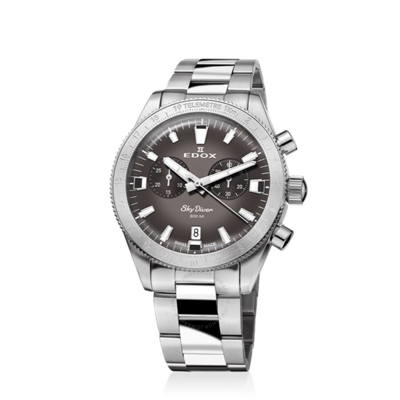 Shop Edox Skydiver Chronograph Quartz Grey Dial Men's Watch 10116 3 Gridn