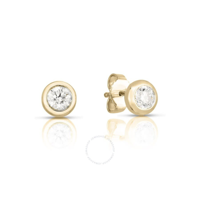 Shop Roberto Coin Bezel Set Diamond Stud Earrings In 18k Yellow Gold 0.49 Ct