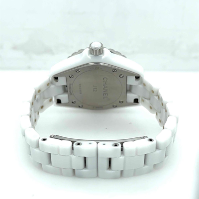 Pre-owned Chanel J12 Diamonds Quartz White Dial Ladies Watch H2010 In Pink / White