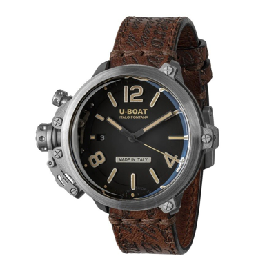 Shop U-boat Capsule Automatic Black Dial Men's Watch 8807 In Black / Brown
