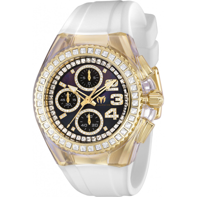Shop Technomarine Cruise Chronograph Quartz Crystal Black Dial Ladies Watch Tm-121059 In Black / Gold / Gold Tone / White