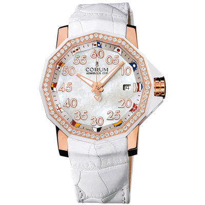 Shop Corum Admirals Cup Competition Diamond Mother-of-pearl Dial Watch 082.951.85/0089 Pn34 In Admiral / Gold / Gold Tone / Mother Of Pearl / Rose / Rose Gold / Rose Gold Tone / White