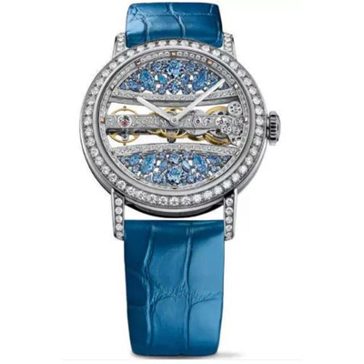 Shop Corum Golden Bridge Round Hand Wind Diamond Unisex Watch B113/03788 In Blue / Gold / Rhodium / White