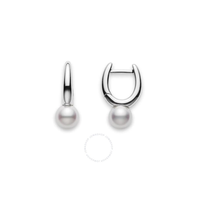 Shop Mikimoto Classic Elegance Akoya Cultured Pearl Hoop Earrings In 18k White Gold - Pea946w