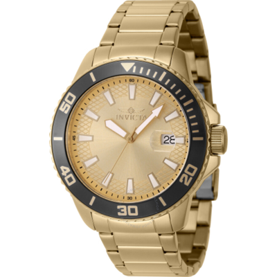 Shop Invicta Pro Diver Quartz Gold Dial Men's Watch 46069 In Black / Gold / Gold Tone