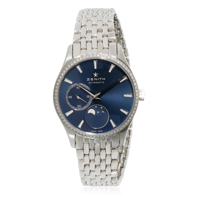 Shop Zenith Elite Automatic Moon Phase Diamond Blue Dial Ladies Watch 6.2310.692/51.m2310