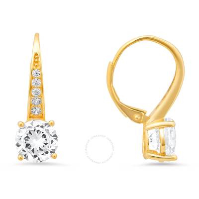 Shop Kylie Harper 14k Gold Over Silver Graduating Cz Leverback Earrings In Gold-tone