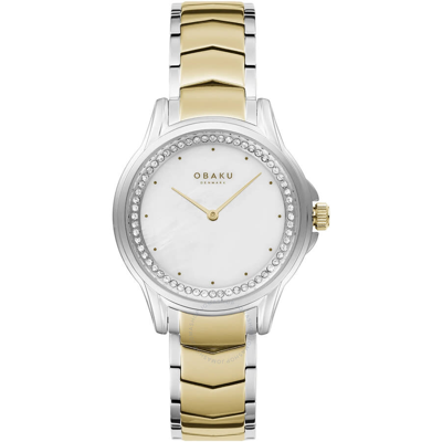 Shop Obaku Jasmin Quartz Ladies Watch V261lecwsf In Two Tone  / Gold Tone / Mop / Mother Of Pearl / Yellow