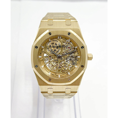 Shop Audemars Piguet Royal Oak "jumbo" Skeleton Automatic Men's Watch 16204baoo1240ba01 In Gold / Gold Tone / Skeleton / Yellow