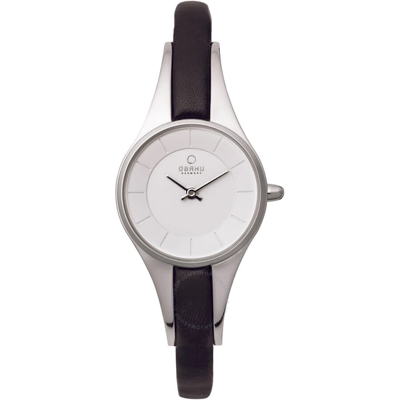Shop Obaku Morgan Quartz White Dial Ladies Watch V110lxcirb In Black / White