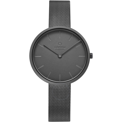 Shop Obaku Hassel Smokey Quartz Grey Dial Ladies Watch V219lxuumu In Black / Grey