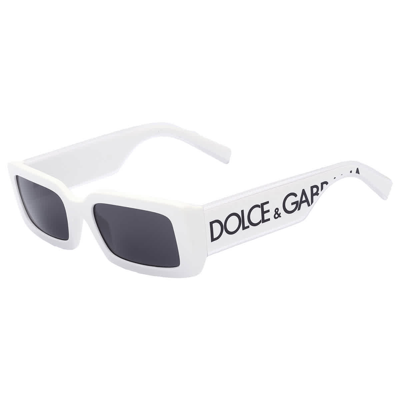 Shop Dolce & Gabbana Dolce And Gabbana Dark Grey Rectangular Ladies Sunglasses Dg6187 331287 53 In Dark / Grey / White