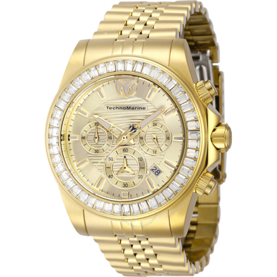 Shop Technomarine Manta Chronograph Gmt Quartz Crystal Gold Dial Men's Watch Tm-222020 In Gold / Gold Tone