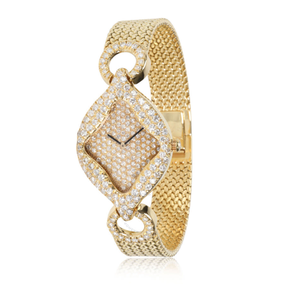 Shop Gerald Genta Royama Hand Wind Diamond Gold Dial Ladies Watch G20567 In Black / Gold / Gold Tone / Yellow