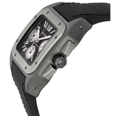 Shop Cartier Santos 100 Chronograph Black Dial Men's Watch W2020005