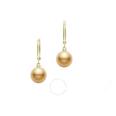 Shop Mikimoto Golden South Sea Cultured Pearl Earrings In 18k Yellow Gold - Mea10183gxxkp100 In Gold-tone