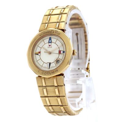 Shop Corum Admiral Quartz White Dial Ladies Watch 368253 In Admiral / Gold / Gold Tone / White / Yellow