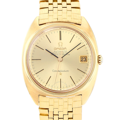 Shop Omega Constellation Automatic Gold Dial Men's Watch 168009 In Gold / Gold Tone / Yellow