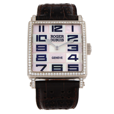 Shop Roger Dubuis Golden Square Hand Wind Diamond Men's Watch G34980 In Gold / Gold Tone / Mop / Mother Of Pearl / White
