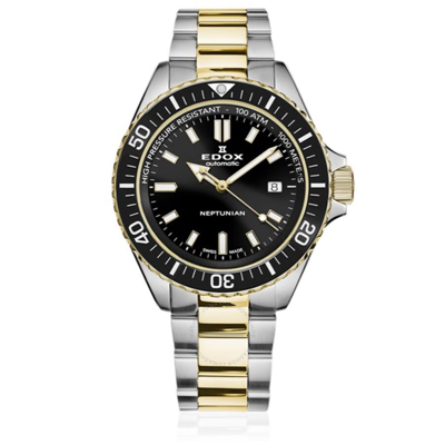 Shop Edox Neptunian Automatic Black Dial Men's Watch 80120 357jm Nid In Two Tone  / Black / Gold Tone / Yellow