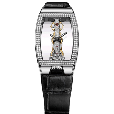 Shop Corum Golden Bridge Hand Wind Diamond Ladies Watch B113/03846 In Black / Gold / White