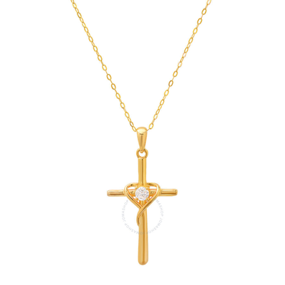 Shop Kylie Harper 14k Gold Over Silver Cz Cross Heart Pendant In Gold-tone