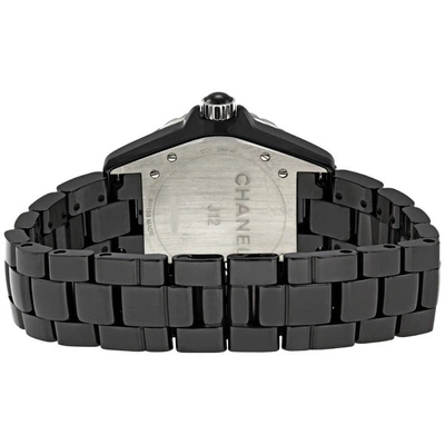 Pre-owned Chanel J12 Black Diamond Black Dial Unisex Watch H0950 In Black / White