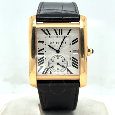 Shop Cartier Tank Mc Automatic Men's Watch W5330001 In Black / Gold / Gold Tone / Ink / Pink / Rose / Rose Gold / Rose Gold Tone / Silver