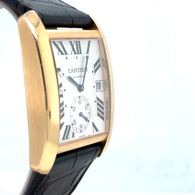 Shop Cartier Tank Mc Automatic Men's Watch W5330001 In Black / Gold / Gold Tone / Ink / Pink / Rose / Rose Gold / Rose Gold Tone / Silver