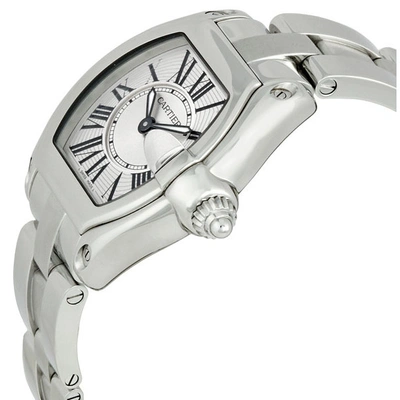 Shop Cartier Roadster Quartz Silver Dial Ladies Watch W62016v3 In Black / Silver