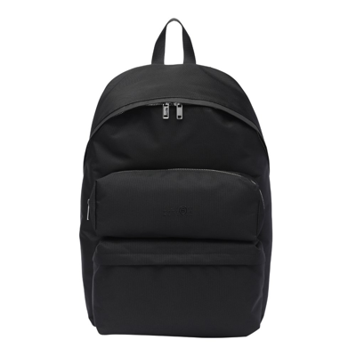 Shop Mm6 Maison Margiela Logo Printed Zipped Backpack In Black