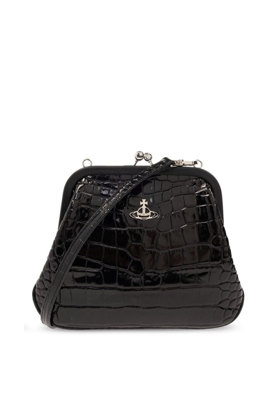 Shop Vivienne Westwood Embossed Vivienne's Clutch Bag In Black