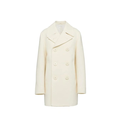 Shop Prada Double-breasted Wool Coat In White