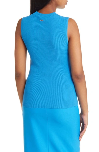 Hugo Boss Feskies Ribbed Top In Brilliant Blue