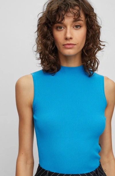 Hugo Boss Feskies Ribbed Top In Brilliant Blue