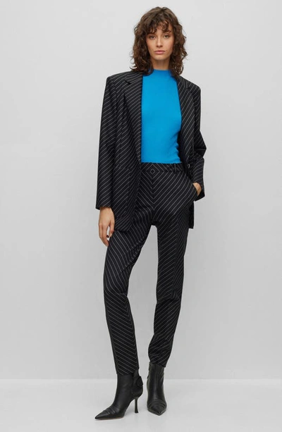 Hugo Boss Feskies Ribbed Top In Brilliant Blue