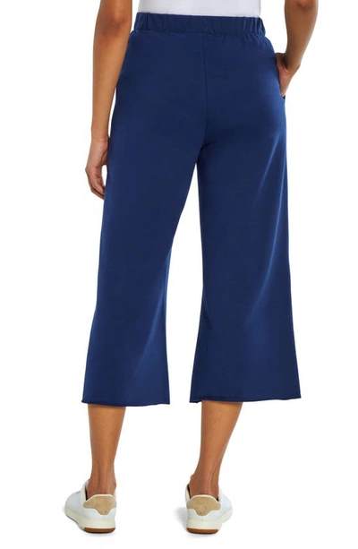 Shop Three Dots Pull-on French Terry Crop Bootcut Pants In Medieval Blue