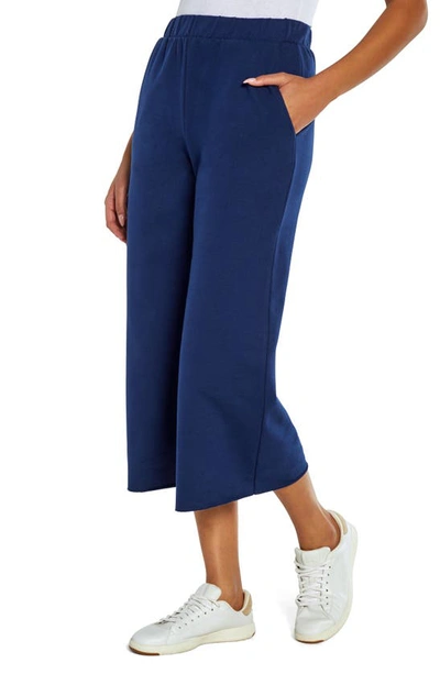 Shop Three Dots Pull-on French Terry Crop Bootcut Pants In Medieval Blue