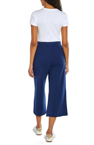 Shop Three Dots Pull-on French Terry Crop Bootcut Pants In Medieval Blue