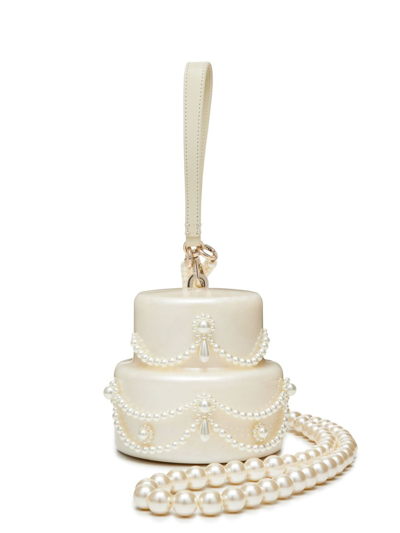 Shop Simone Rocha Neutral Pearl-embellished Cake Mini Bag In Neutrals