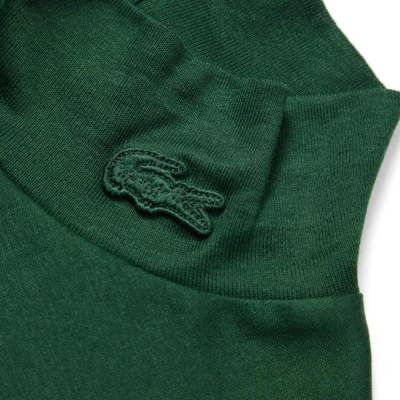 法国鳄鱼女装高领简约纯色绿色纯棉修身打底衫长袖