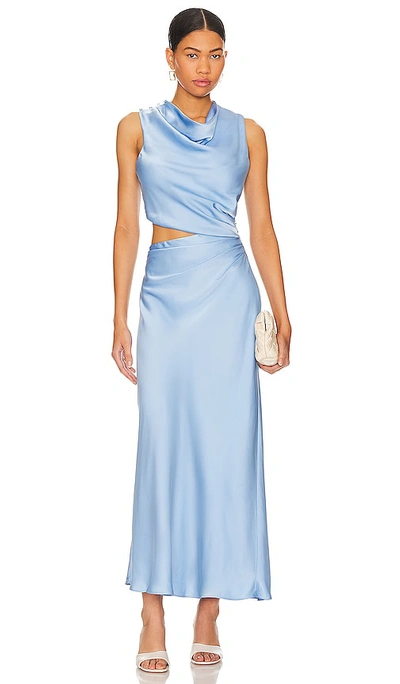 Shop Misha Amadeus Midi Dress In Hydrangea Blue