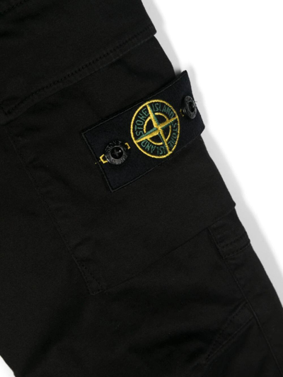 Stone Island Blue Pants With Elastic Waist And Logo Patch On The Pocket In Cotton Stretch Boy In Black