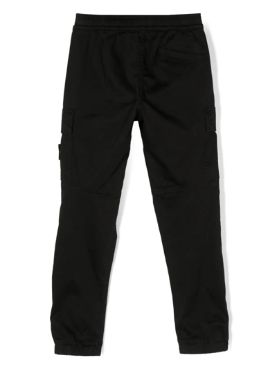 Stone Island Blue Pants With Elastic Waist And Logo Patch On The Pocket In Cotton Stretch Boy In Black