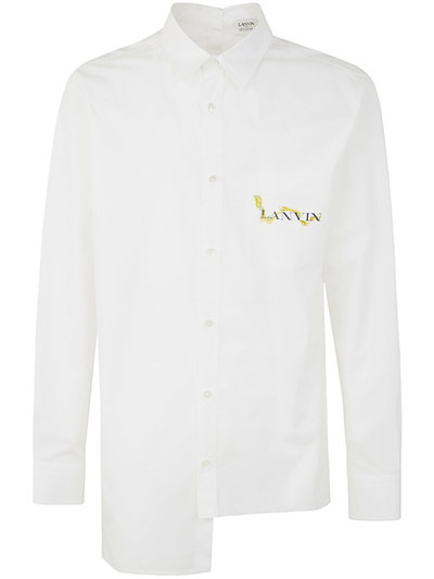 Shop Lanvin Cny Long Sleeve Asymmetric Shirt In White