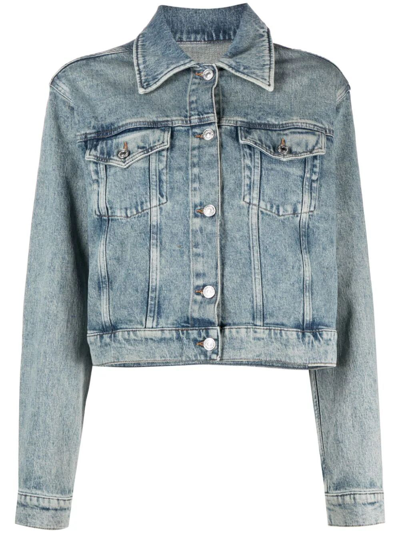 Shop Seven For All Mankind Nellie Jacket Frost In Blue