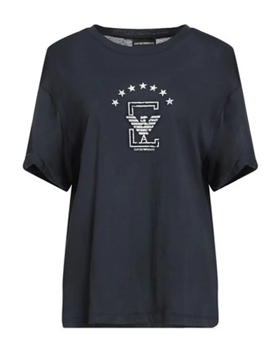 Shop Emporio Armani Woman T-shirt Midnight Blue Size S Modal, Cotton